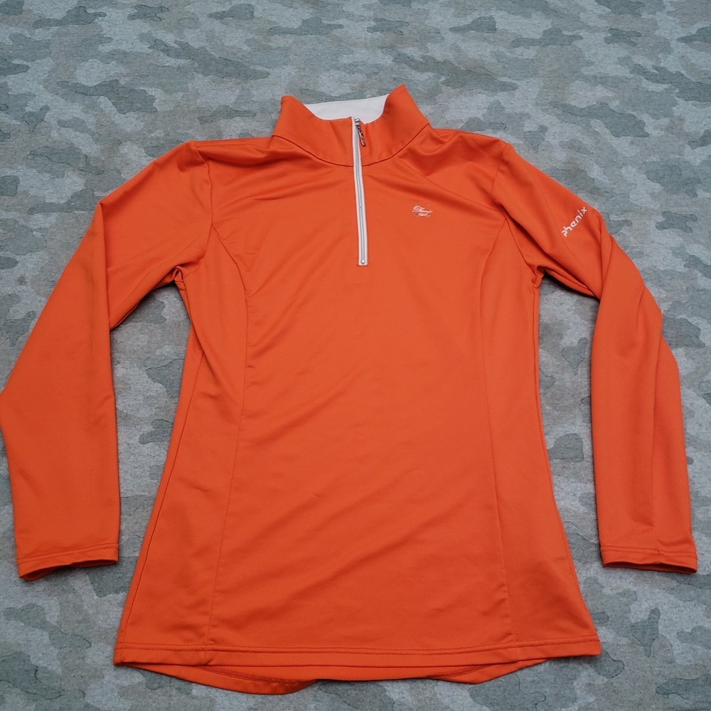 Phenix‎ Top Womens 10 Orange Quarter Zip Long Sleeve